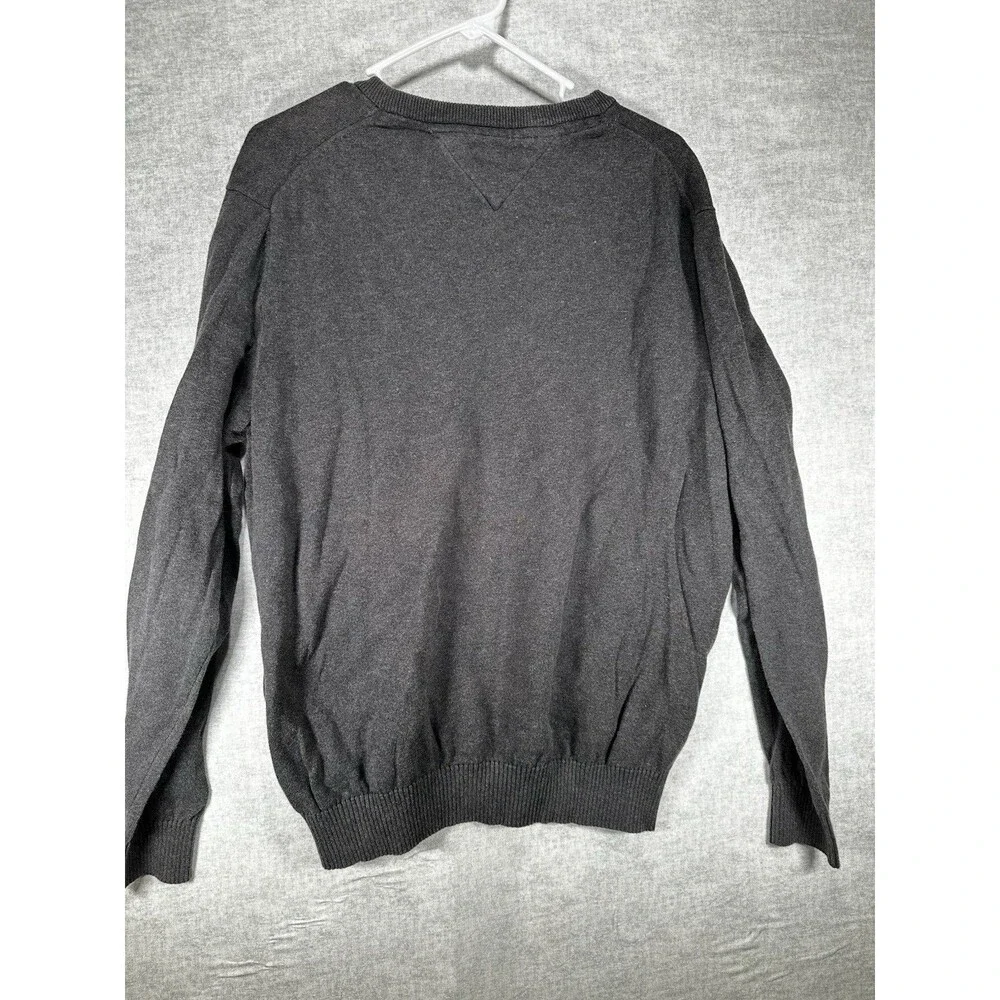 Tommy Hilfiger Sweater Mens XL Gray Knit Crewneck Knit Flag Logo Pullover - Picture 5 of 6